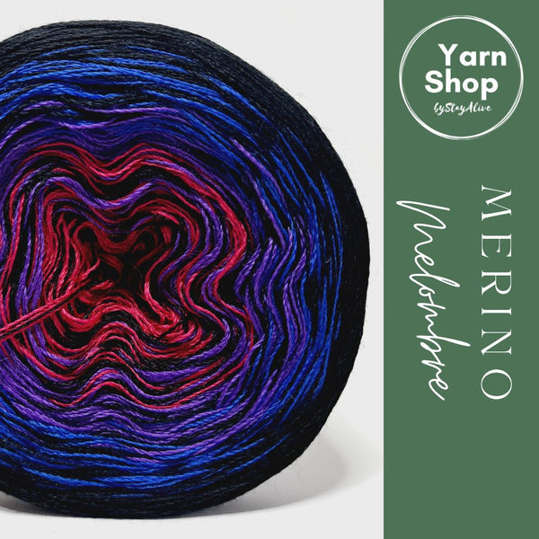 MMO004 MelOmbre Yarn Cake Pure Merino Extrafine Superwash 2-60-39-8+8