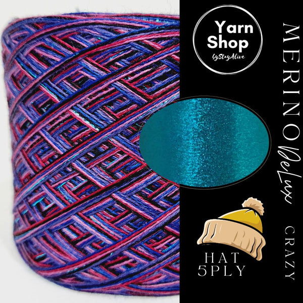 MCDL009 5PLY Hat Yarn Cake Pure Merino Extrafine Superwash 15+39+8+2+5+24