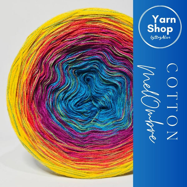 CMO009 MelOmbre Yarn Cake Pure Cotton Extrafine 10-3-9-6+1B