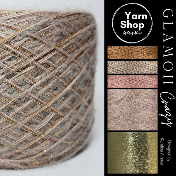 Fancy Fluffy GMC004 Glamoh Crazy Yarn Cake Merino Mohair Lurex 26+56+66+33+22