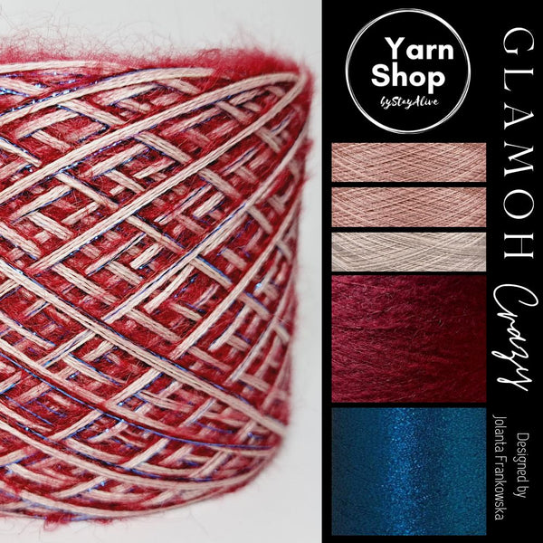 Fancy Fluffy GMC008 Glamoh Crazy Yarn Cake Merino Mohair Lurex 66+66+41+30+42