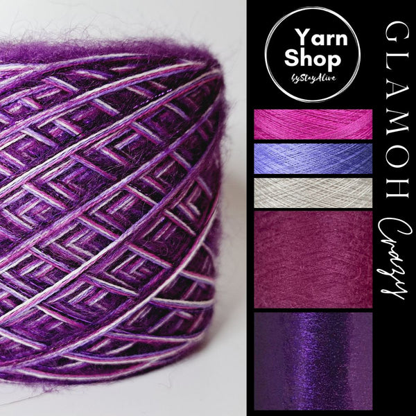 Fancy Fluffy GMC009 Glamoh Crazy Yarn Cake Merino Mohair Lurex 11+15+52+45+34