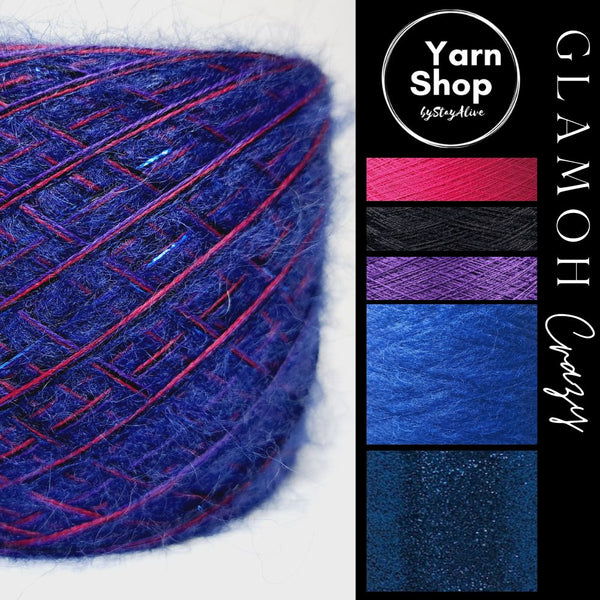 Fancy Fluffy GMC011 Glamoh Crazy Yarn Cake Merino Mohair Lurex 2+8+60+61+44