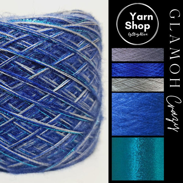 Fancy Fluffy GMC014 Glamoh Crazy Yarn Cake Merino Mohair Lurex 3+39+73+61+24