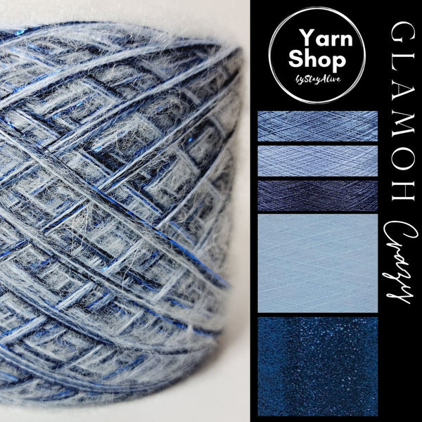 Fancy Fluffy GMC016 Glamoh Crazy Yarn Cake Merino Mohair Lurex 4+29+67+23+44