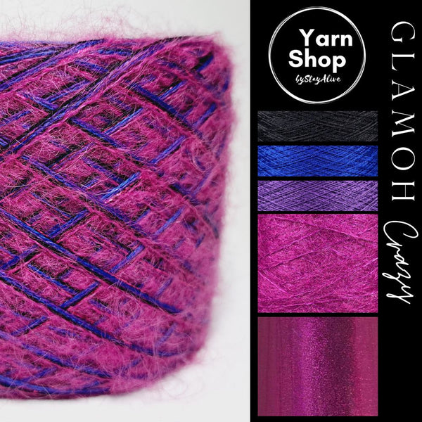 Fancy Fluffy GMC017 Glamoh Crazy Yarn Cake Merino Mohair Lurex 8+39+60+43+30
