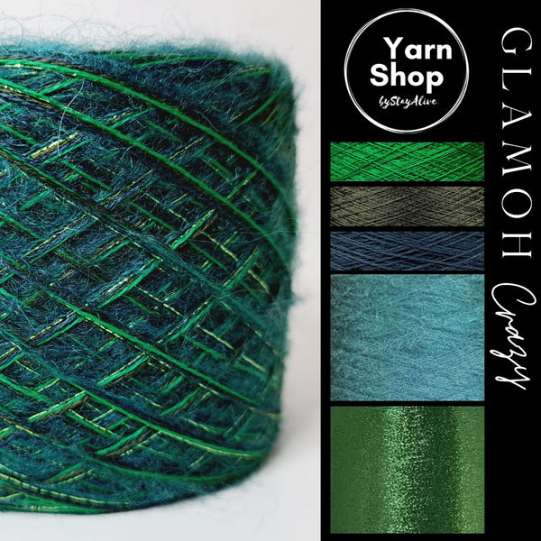 Fancy Fluffy GMC019 Glamoh Crazy Yarn Cake Merino Mohair Lurex 7+35+72+41+37