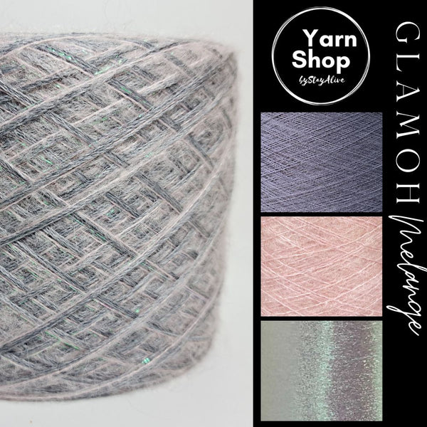 GMM015 GlaMoh Melange Yarn Cake Merino Mohair Lurex 3+52+32