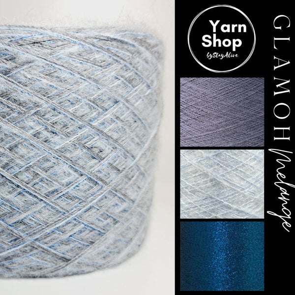 GMM018 GlaMoh Melange Yarn Cake Merino Mohair Lurex 3+23+42