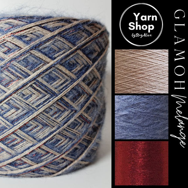 GMM020 GlaMoh Melange Yarn Cake Merino Mohair Lurex 56+56+31