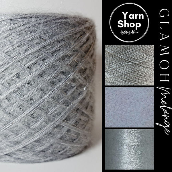 GMM021 GlaMoh Melange Yarn Cake Merino Mohair Lurex 73+54+21