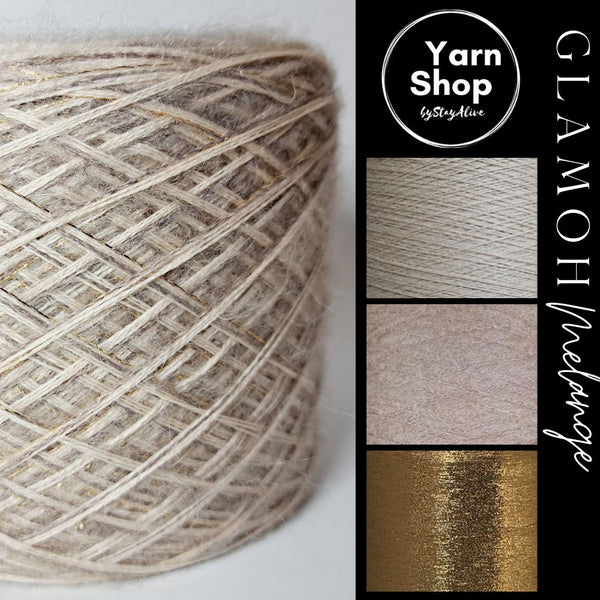 GMM023 GlaMoh Melange Yarn Cake Merino Mohair Lurex 41+33+41