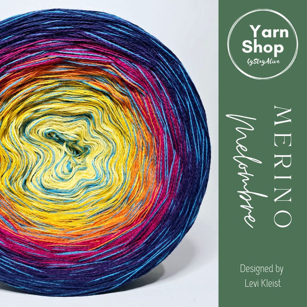 MMO003 MelOmbre Yarn Cake Pure Merino Extrafine Superwash 61-51-10-2-12-69+14