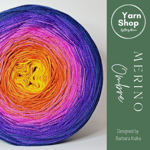 MO059 Ombre Yarn Cake Pure Merino Extrafine Superwash 51-48-15-60-69