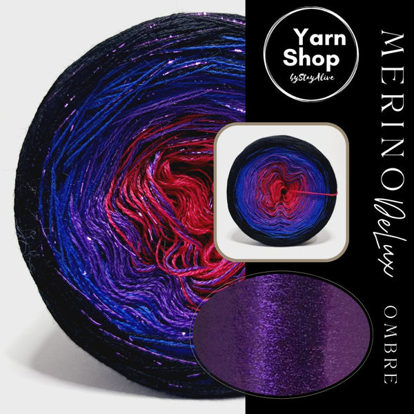 MODL002 Ombre DeLux Yarn Cake Pure Merino Extrafine Superwash 2-60-39-8+34
