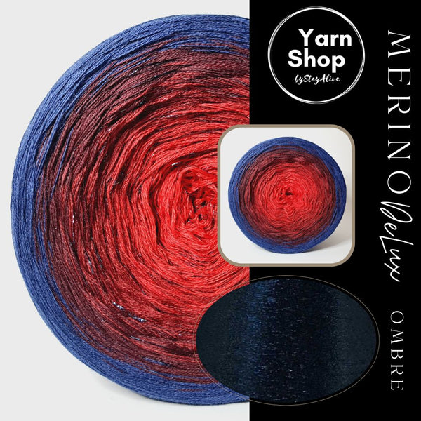 MODL003 Ombre DeLux Yarn Cake Pure Merino Extrafine Superwash 13-1-49-69+40