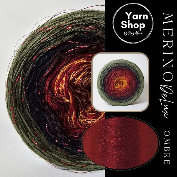 MODL009 Ombre DeLux Yarn Cake Pure Merino Extrafine Superwash 57-1-49-17-35-19+31