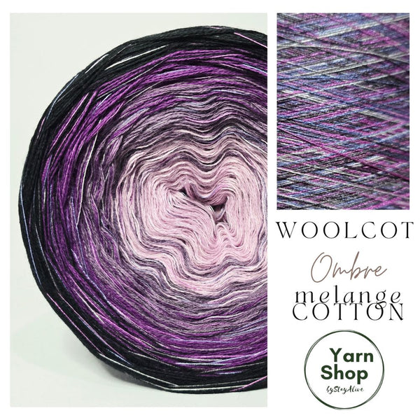 Gradient WMC002 Ombre Melange Cotton Yarn Cake Woolcot Extrafine Superwash 23-15-16-21+PMC