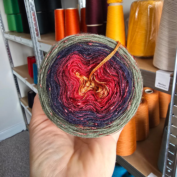 MODL009 Ombre DeLux Yarn Cake Pure Merino Extrafine Superwash 57-1-49-17-35-19+31