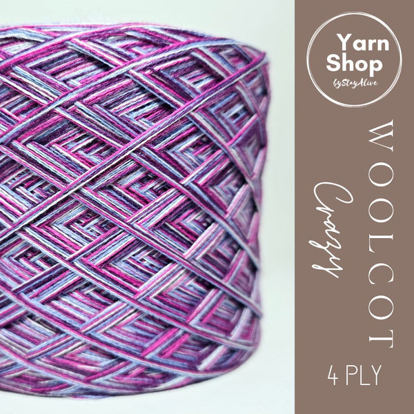 WC 8+9+16+24 4PLY Crazy Yarn Cake Woolcot Extrafine