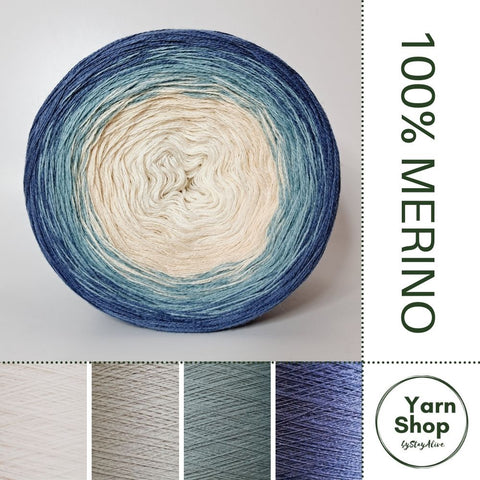 Pure Merino Ombre Yarn Cake 52-41-58-4,Extrafine Superwash