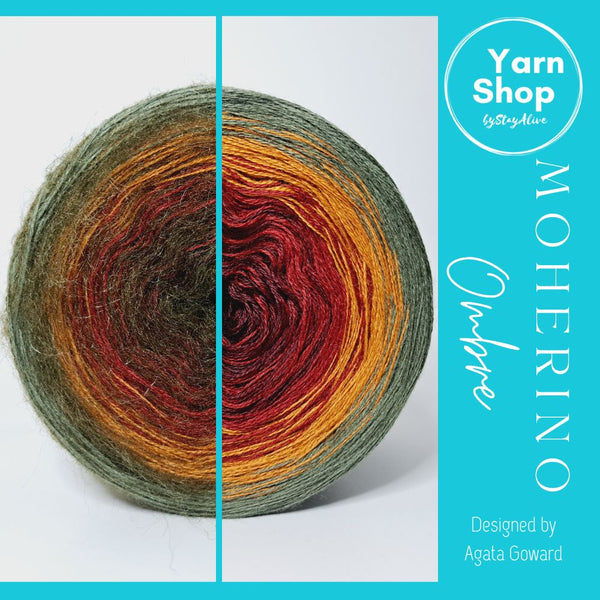 Moherino Ombre Yarn Cake 49-1-57-19+53, Extrafine Superwash