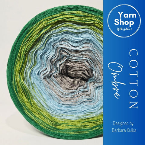 Gradient CO011 Ombre Yarn Cake Pure Cotton Extrafine 5-8-80-83