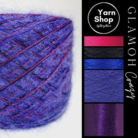 Fancy Fluffy GMC010 Glamoh Crazy Yarn Cake Merino Mohair Lurex