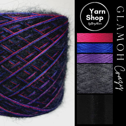 Fancy Fluffy GMC012 Glamoh Crazy Yarn Cake Merino Mohair Lurex