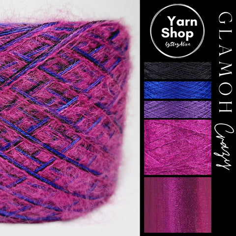 Fancy Fluffy GMC017 Glamoh Crazy Yarn Cake Merino Mohair Lurex