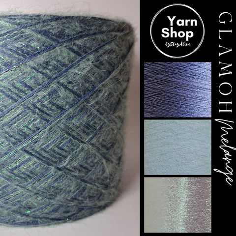 GMM027 GlaMoh Melange Yarn Cake Merino Mohair Lurex