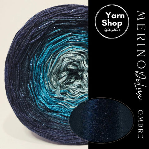 MODL015 Ombre DeLux Yarn Cake Pure Merino Extrafine Superwash 58-65-72-67+40