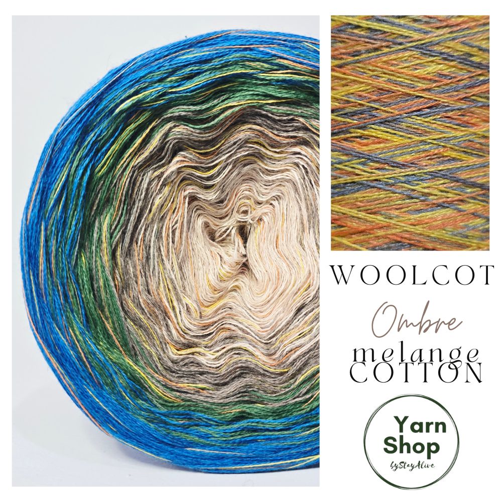 Gradient WMC003 Ombre Melange Cotton Yarn Cake Woolcot Extrafine Superwash