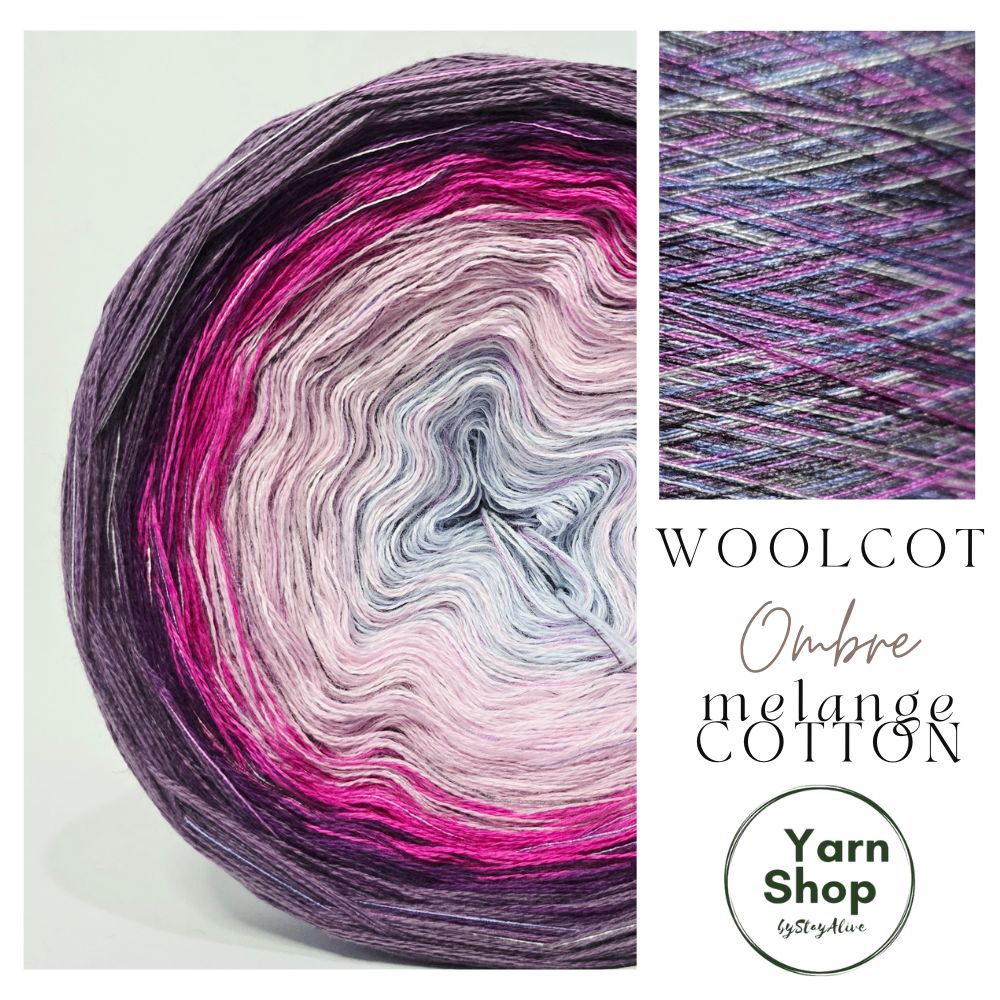 Gradient WMC006 Ombre Melange Cotton Yarn Cake Woolcot Extrafine Superwash 8-1-23-24-16-15+PMC