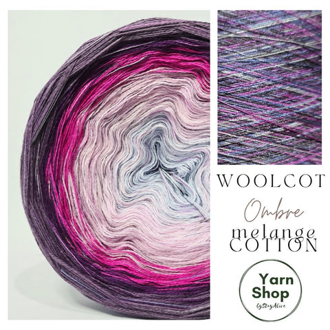 Gradient WMC006 Ombre Melange Cotton Yarn Cake Woolcot Extrafine Superwash 8-1-23-24-16-15+PMC
