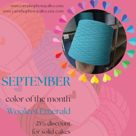 Woolcot Solid Yarn Cake Emerald