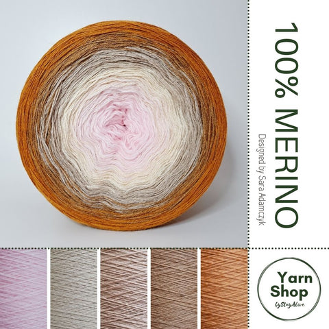 Pure Merino Ombre Yarn Cake 54-11-56-26-57, Extrafine Superwash