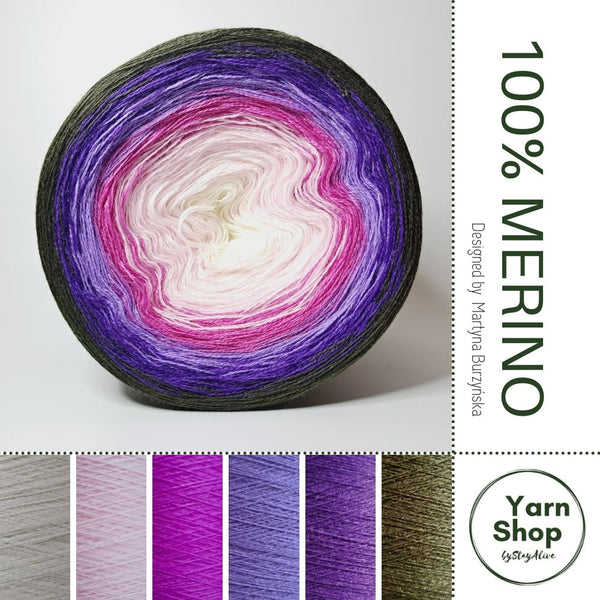 LIMITED EDITION Pure Merino Ombre Yarn Cake 27-54-15-50-60-35, Extrafine Superwash
