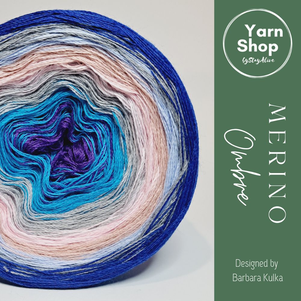 Pure Merino Ombre Yarn Cake 60-14-73-54-66-29-3-39, Extrafine Superwash