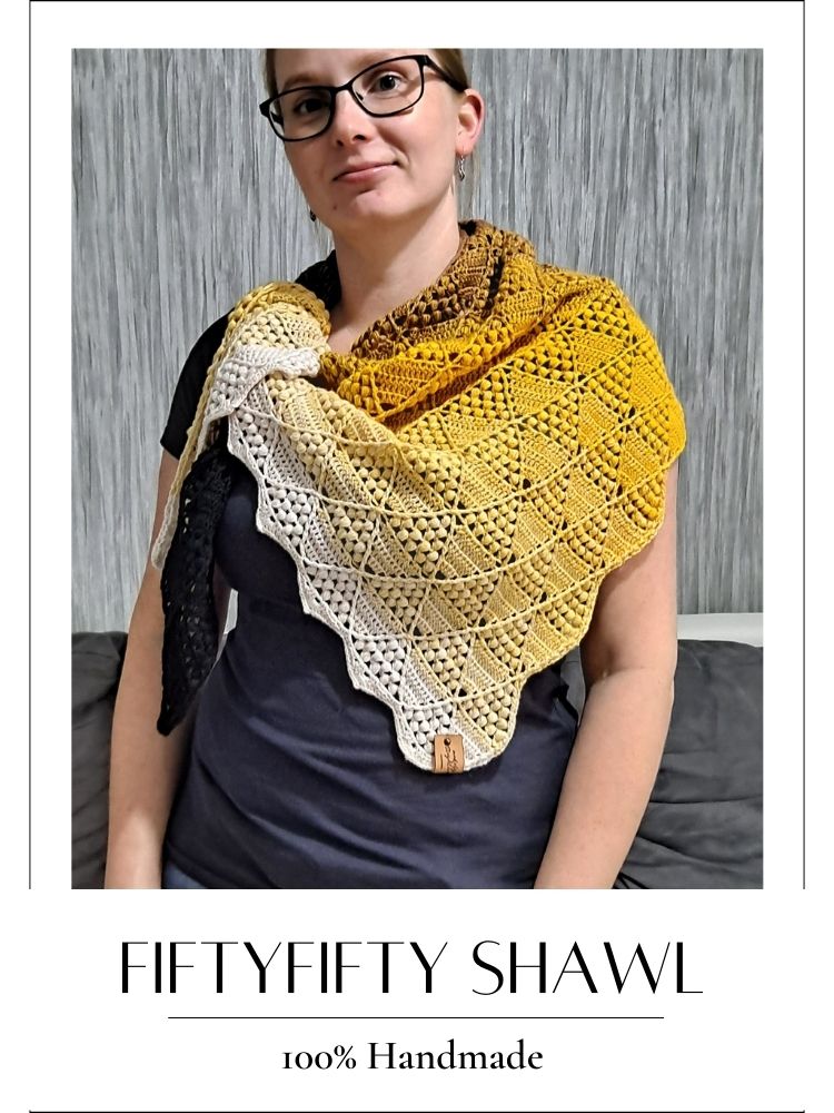 Gray yellow merino buy wool shawl or scarf. Handmade by me.