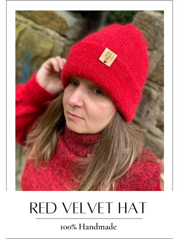 Handmade knitted Hat – Red Velvet