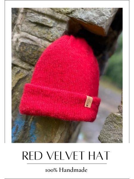 Handmade knitted Hat – Red Velvet