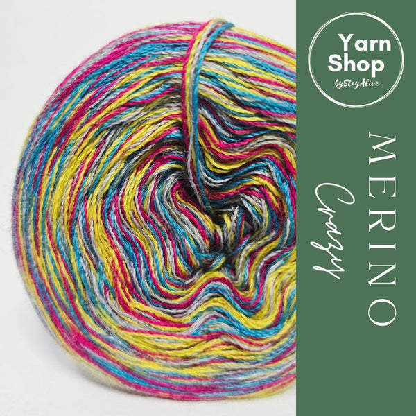 MC 2+3+63+65 4PLY Crazy Yarn Cake Pure Merino Extrafine Superwash