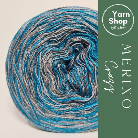 MC 3+14+65+73 4PLY Crazy Yarn Cake Pure Merino Extrafine Superwash