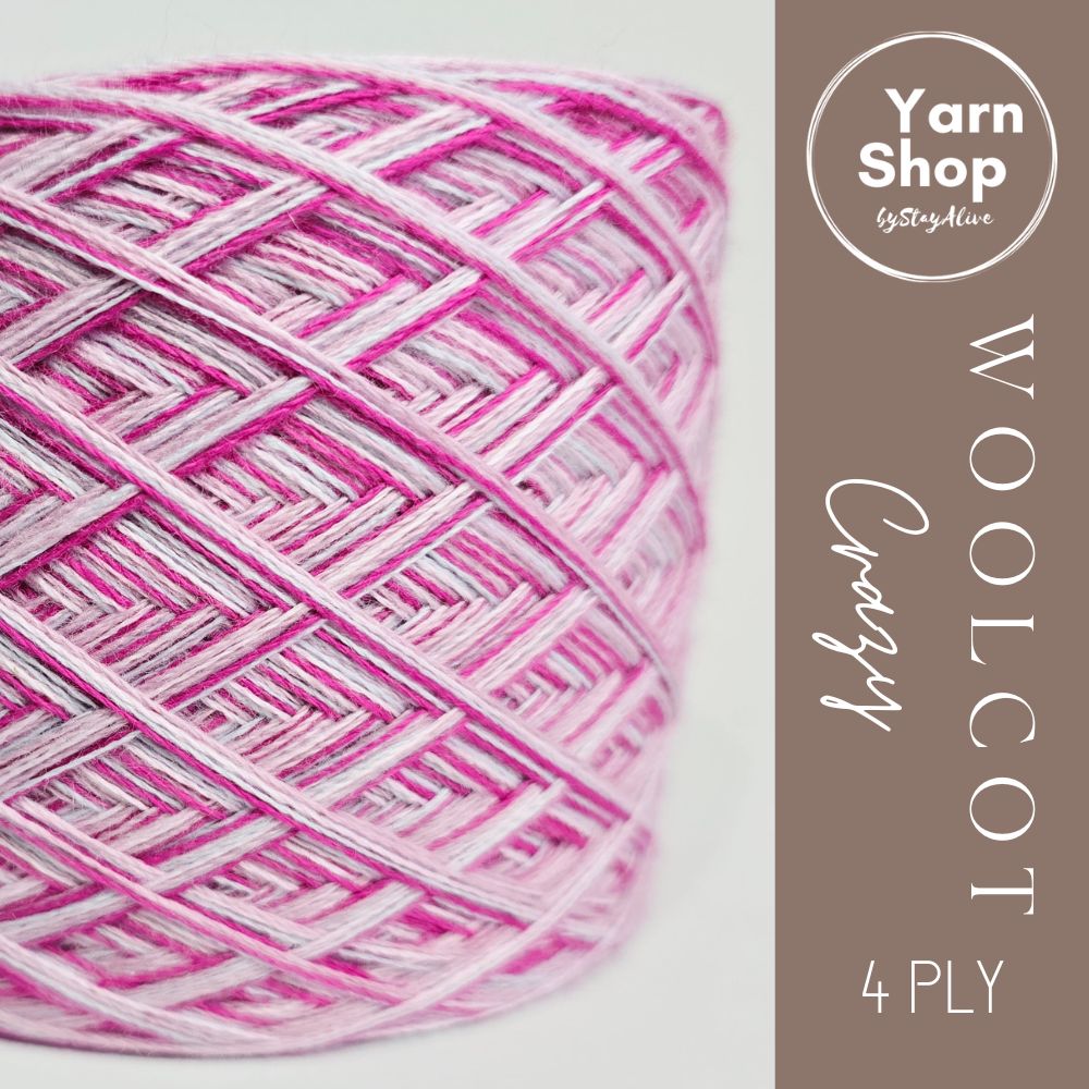 WC 1+8+23+24 4PLY Crazy Yarn Cake Woolcot Extrafine