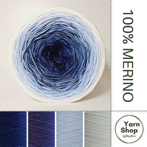 Pure Merino Ombre Yarn Cake 69-4-29-43, Extrafine Superwash