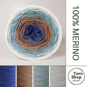 Pure Merino Ombre Yarn Cake 70-26-58-27, Extrafine Superwash