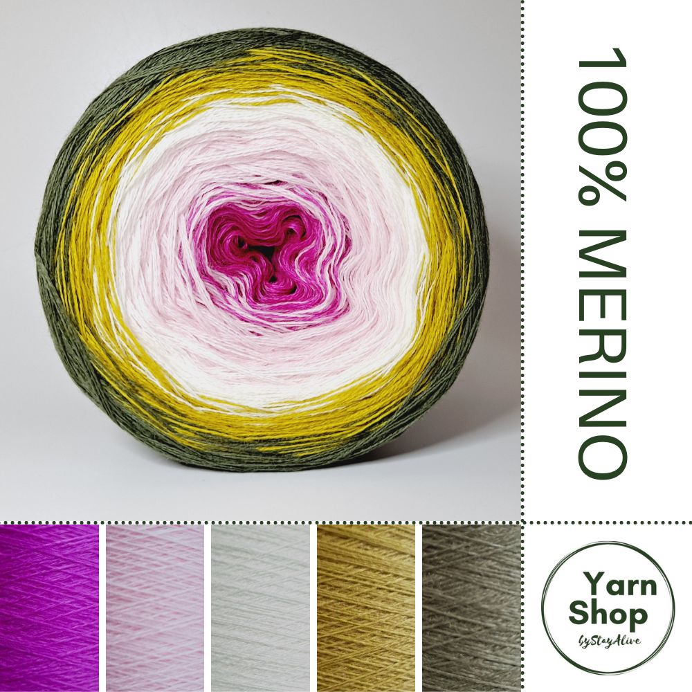 Pure Merino Ombre Yarn Cake 15-54-43-63-19, Extrafine Superwash