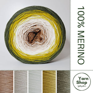 Pure Merino Ombre Yarn Cake 26-41-43-63-19, Extrafine Superwash