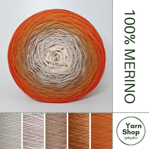 Pure Merino Ombre Yarn Cake 41-56-26-57-48, Extrafine Superwash